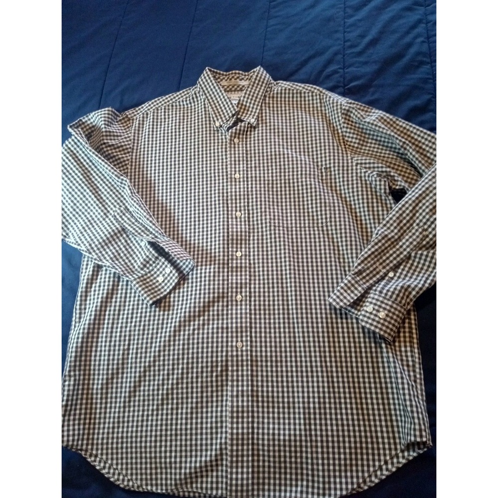 Paul Fredrick Button Down Shirt Men's 17-35 Brown Gingham Check Formal Casual
